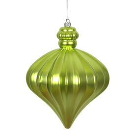 6" Lime Matte Onion Drop Ornaments with Drilled and Wired Caps 4 Per Bag