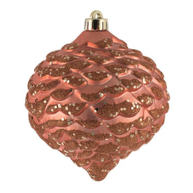 6" Coral Glitter Pine Cone Ornaments 6 Per Bag