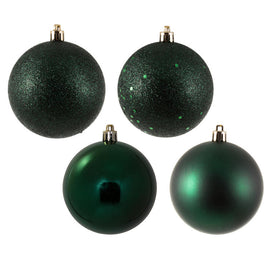 3" Midnight Green Four-Finish Ball Christmas Ornaments 16 Per Box