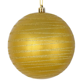 6" Gold Candy Finish Ball with Glitter Lines 3 Per Bag