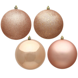 2.4" Rose Gold Four-Finish Ball Christmas Ornaments 24 Per Bag