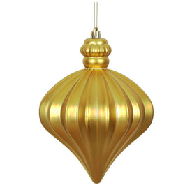 6" Gold Matte Onion Drop Ornaments with Drilled and Wired Caps 4 Per Bag