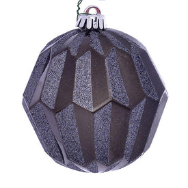 5" Pewter Glitter Faceted Ball Ornaments 3 Per Pack