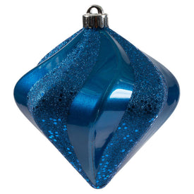 6" Blue Swirl Diamond Candy Christmas Ornaments 3 Per Bag