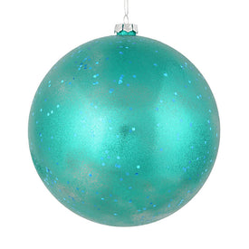 6" Teal Glitter Clear Ball Ornaments 4 Per Bag