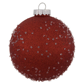 6" Red Ice Ball Ornaments 4 Per Bag