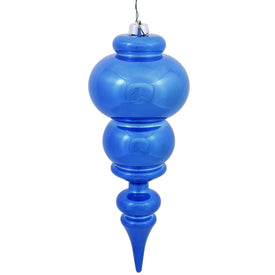 14" Blue Shiny Finial Ornament