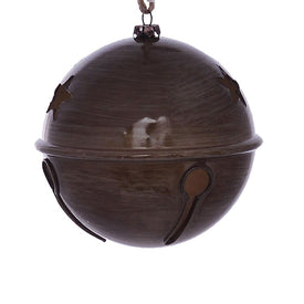 4.75" Pewter Wood Grain Bell Ornaments 4 Per Pack