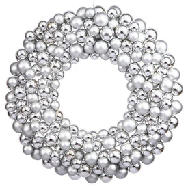 22" Silver Shiny/Matte Ball Wreath