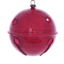 4" Red Wood Grain Bell Ornaments 6 Per Pack