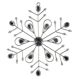 Christmas Ornament Snowflake Jewels 4/Bag Silver Metal 6 Inch