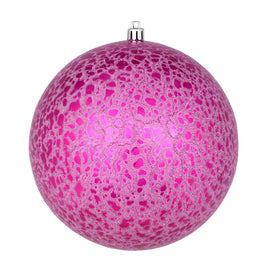 6" Fuchsia Crackle Ball Ornaments 4 Per Bag