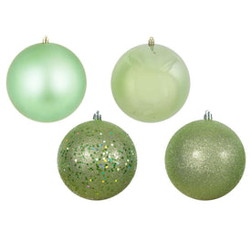 2.75" Celadon Four-Finish Ball Christmas Ornaments 24 Per Box