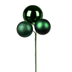 18" Emerald Ball Ornament Picks 4 Per Bag