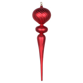 25" Red Matte Glitter Finial Ornament