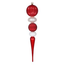 26" Red and White Durian Finial Ornament