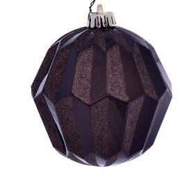 5" Chocolate Glitter Faceted Ball Ornaments 3 Per Pack