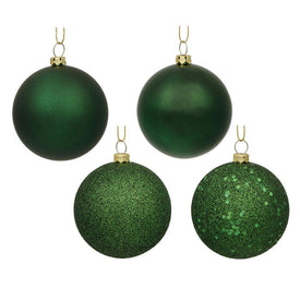 6" Emerald Four-Finish Ball Christmas Ornaments 4 Per Box