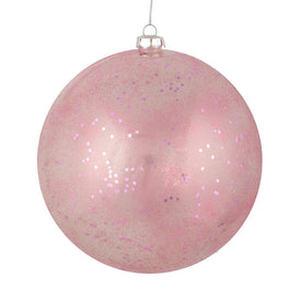 6" Mauve Glitter Clear Ball Ornaments 4 Per Bag