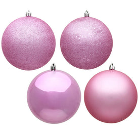 3" Pink Four-Finish Ball Christmas Ornaments 16 Per Box