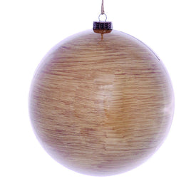 8" Brown Wood Grain Ball Ornaments 2 Per Pack