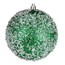 6" Green Glitter Hail Balls Ornaments 4 Per Bag