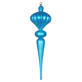 21" Turquoise Matte Glitter Finial Ornament