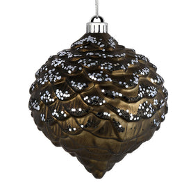 6" Gunmetal Glitter Pine Cone Ornaments 6 Per Bag