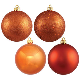3" Burnished Orange Four-Finish Ball Christmas Ornaments 16 Per Box