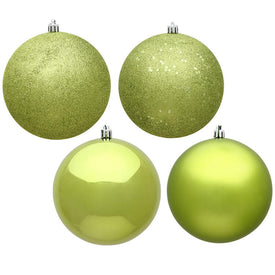 6" Lime Four-Finish Ball Christmas Ornaments 4 Per Box