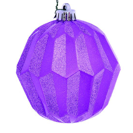 5" Orchid Glitter Faceted Ball Ornaments 3 Per Pack