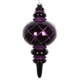 13" Plum Candy Glitter Net Finial Ornament