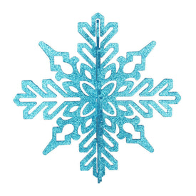 14" Turquoise 3D Glitter Snowflakes 2 Per Bag