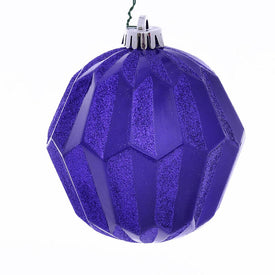 5" Purple Glitter Faceted Ball Ornaments 3 Per Pack