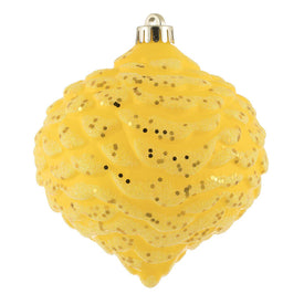 6" Yellow Glitter Pine Cone Ornaments 6 Per Bag
