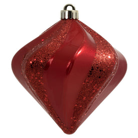 6" Red Swirl Diamond Candy Christmas Ornaments 3 Per Bag