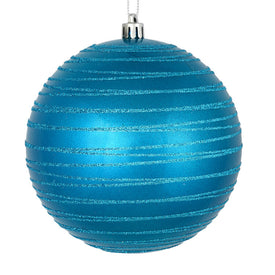 6" Turquoise Candy Finish Ball with Glitter Lines 3 Per Bag