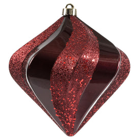 6" Burgundy Swirl Diamond Candy Christmas Ornaments 3 Per Bag
