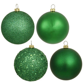 2.4" Green Four-Finish Ball Christmas Ornaments 24 Per Box