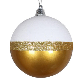 5" Gold Candy/White Glitter Balls Ornaments 4 Per Bag