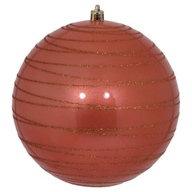6" Coral Candy Finish Ball with Glitter Lines 3 Per Bag