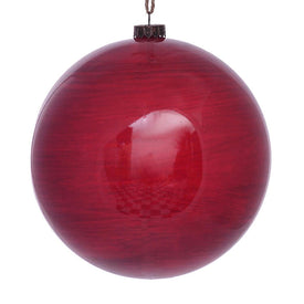 8" Red Wood Grain Ball Ornaments 2 Per Pack