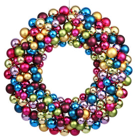36" Multi-Colored Shiny/Matte Ball Wreath
