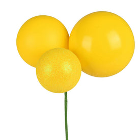 18" Yellow Ball Ornament Picks 2 Per Bag