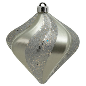 6" Silver Swirl Diamond Candy Christmas Ornaments 3 Per Bag