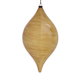 11.5" Tan Wood Grain Drop Ornaments 2 Per Pack