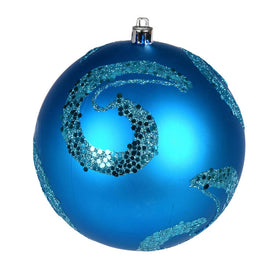 4.75" White Matte Sequin Swirls Christmas Ornaments 4 Per Bag