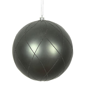 6" Pewter Matte and Glitter Swirl Ball Ornaments 3 Per Box