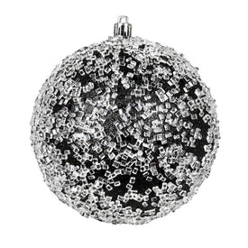6" Black Glitter Hail Balls Ornaments 4 Per Bag