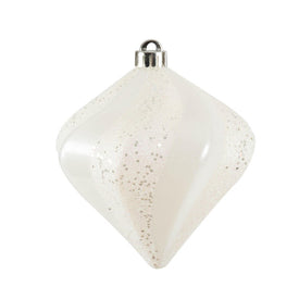 6" White Swirl Diamond Candy Christmas Ornaments 3 Per Bag